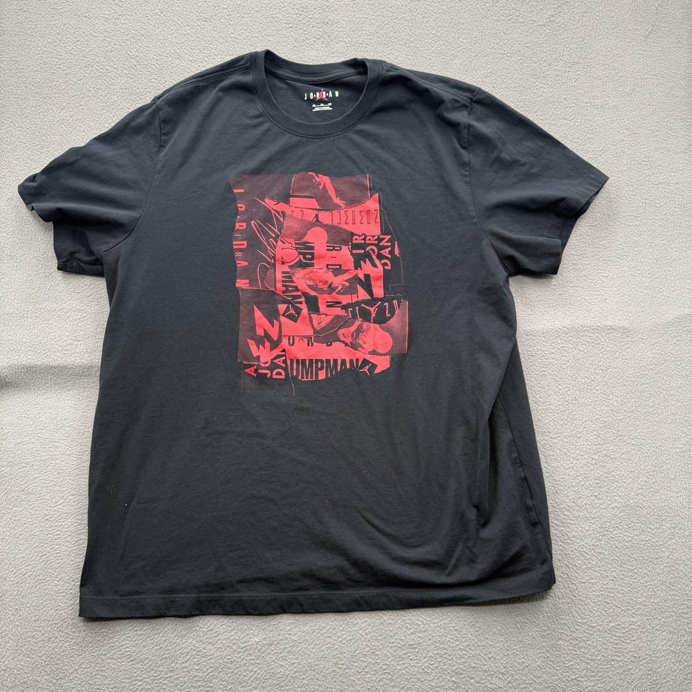 Jordan Shirt Mens 2XL Black Red Jumpman Collage Graphic Tee Tagless Basketball